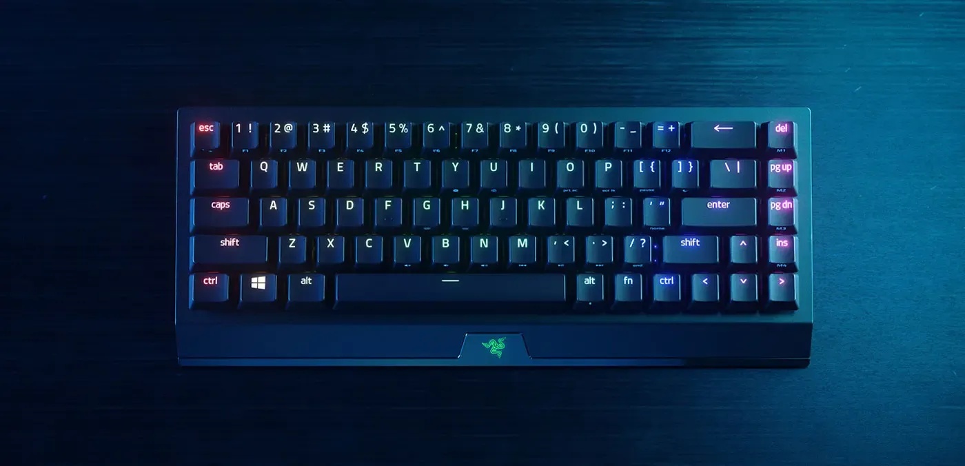 Razer BlackWidow V3 Mini 65% wireless keyboard on a desk
