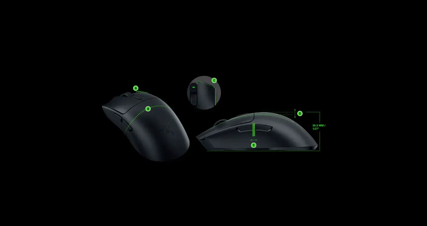Razer Viper V3 showing ergonomic design features for various grip styles