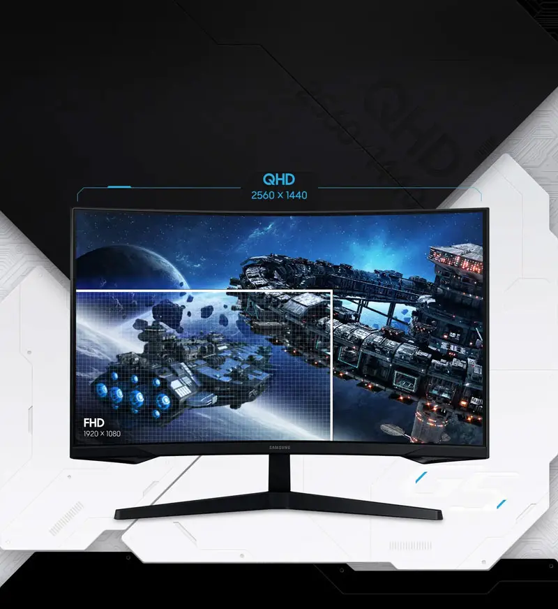 Samsung Odyssey G55C 27-Inch Curved Gaming Monitor - QHD Resolution Mobile View