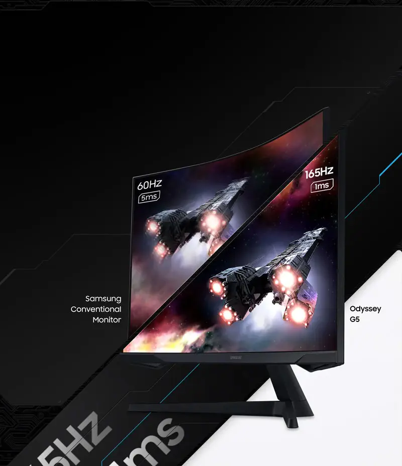 Samsung Odyssey G55C 27-Inch Curved Gaming Monitor - Refresh Rate Mobile View
