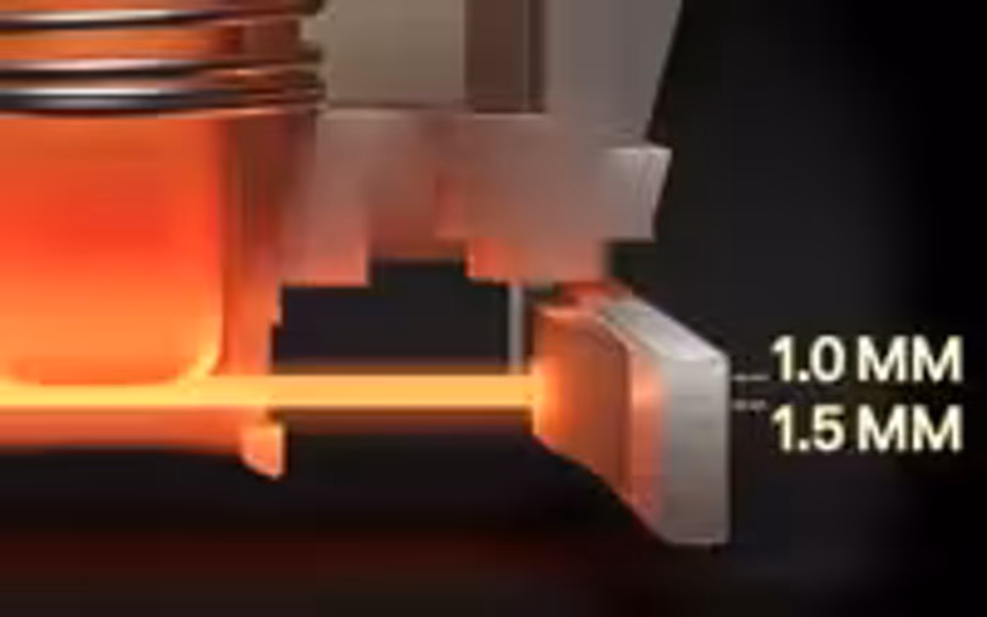 Diagram of the 1mm and 1.5mm actuation points on the Apex 9 TKL