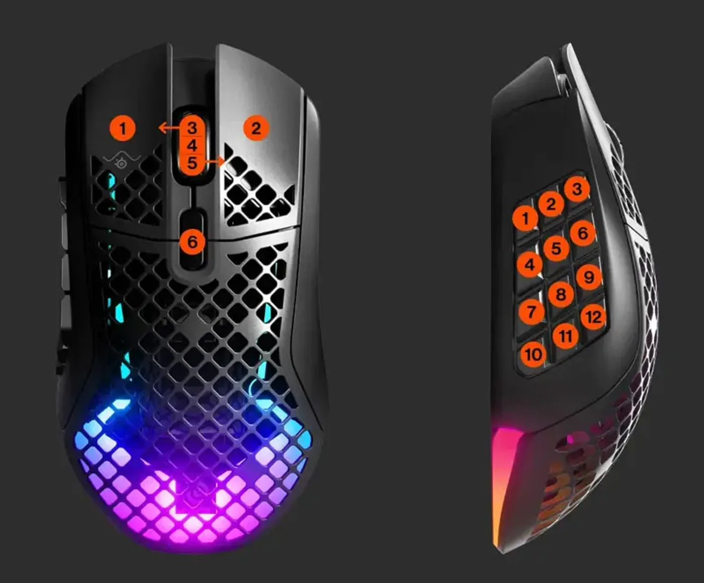 Aerox 9 Wireless Gaming Mouse with detailed button configuration