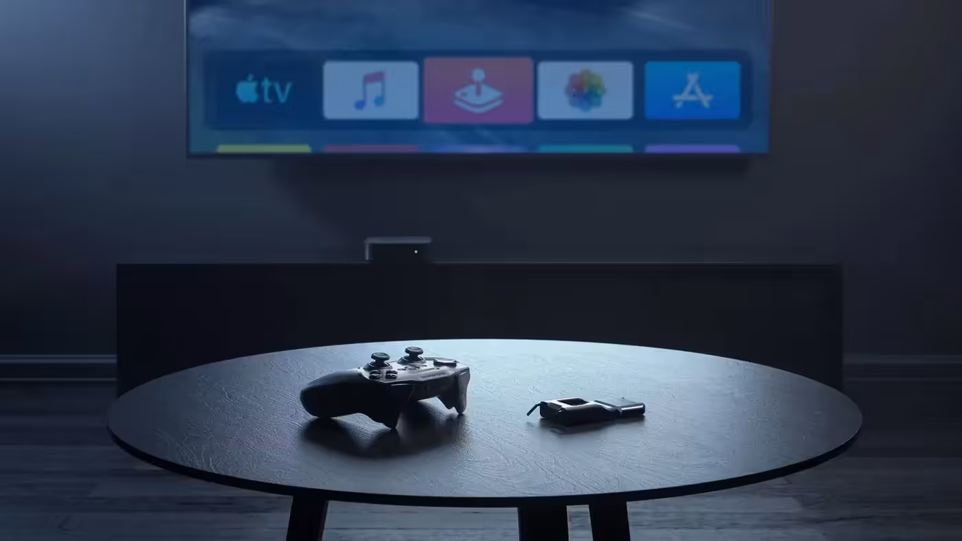 SteelSeries Nimbus+ controller being used with a game on an Apple device