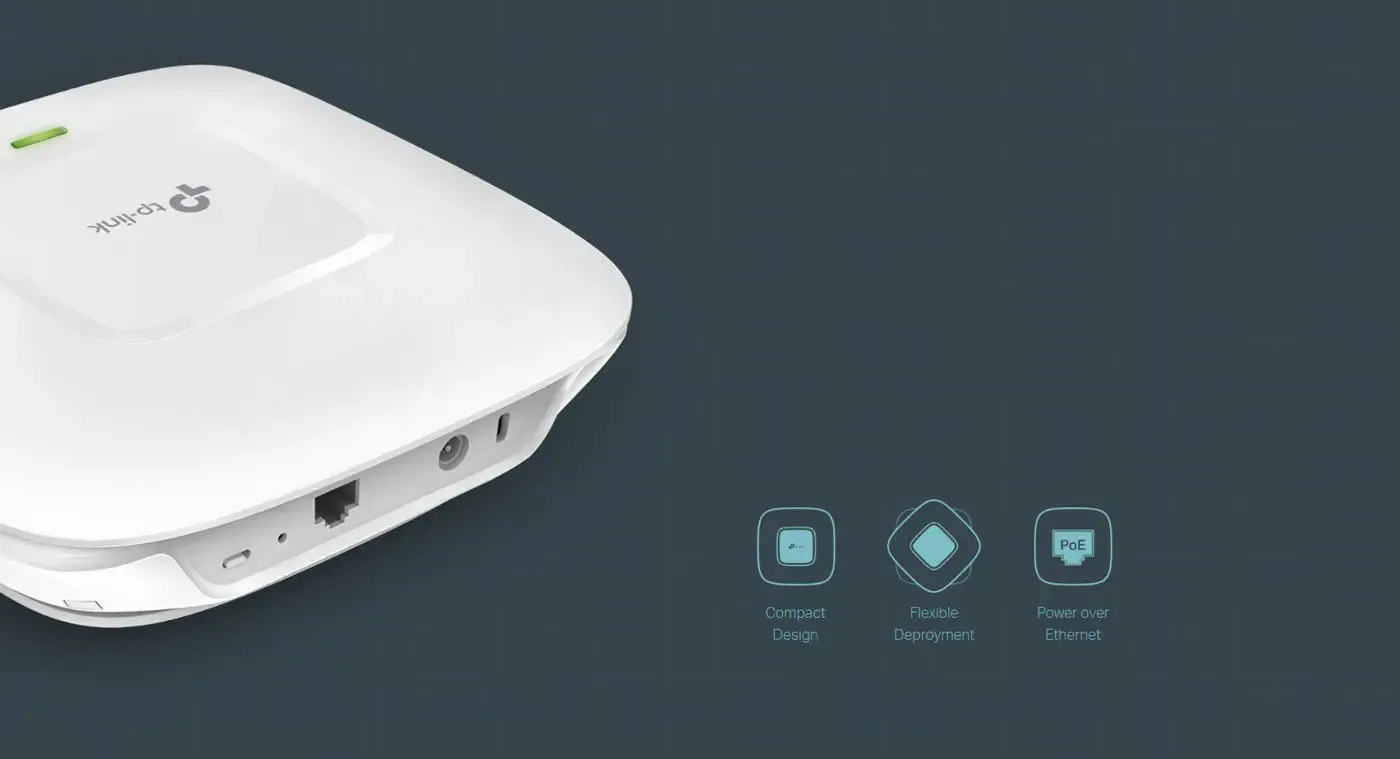 Auranet CAP access point mounted on a ceiling